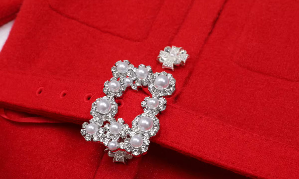 Majestic Pearl-Button Tweed Knit Dress