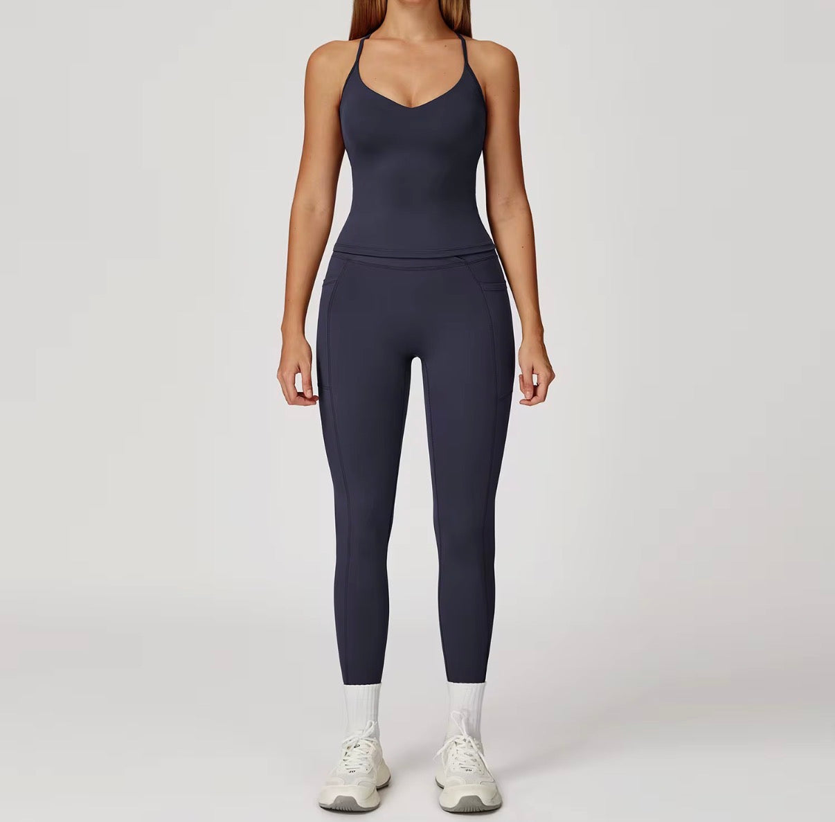Strappy Cross-Back Sculpting Pocket Active Set