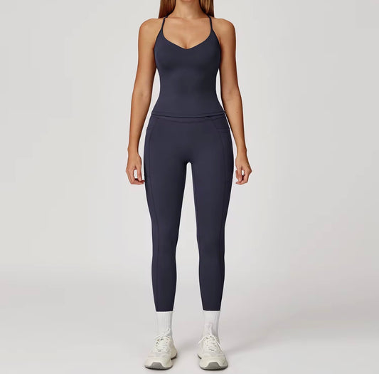 Strappy Cross-Back Sculpting Pocket Active Set