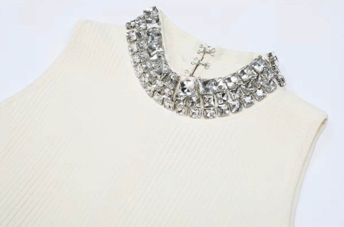 Crystal Collar Flare Dress