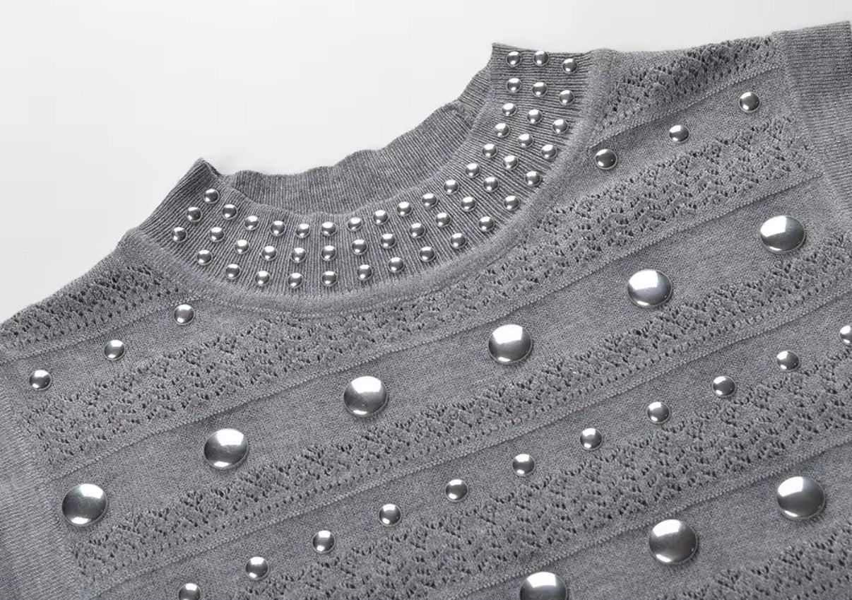 Studded Knit Mermaid Maxi Dress