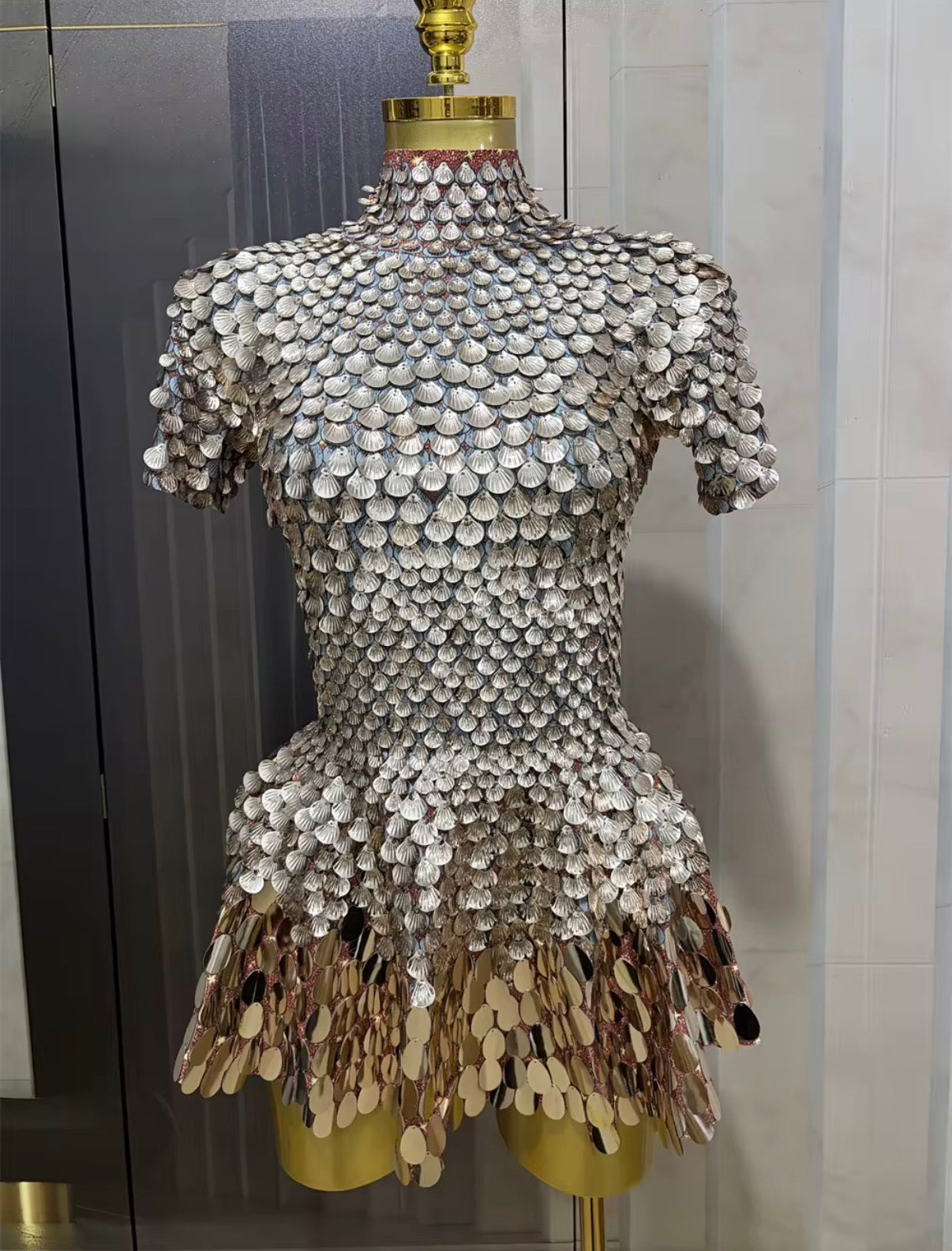 Molten Mirror Mini Dress