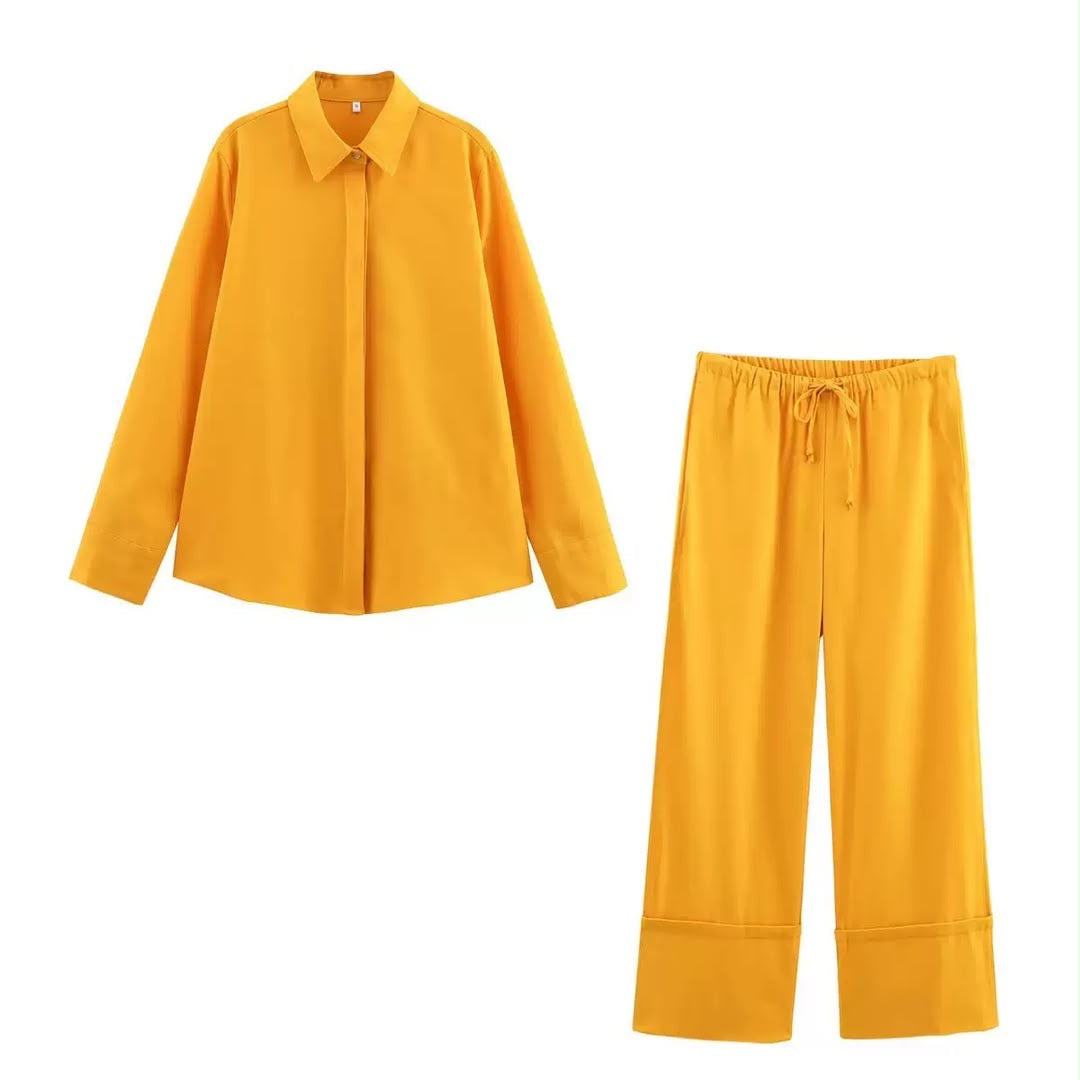 Classic Shirt & Wide-Leg Pants Set