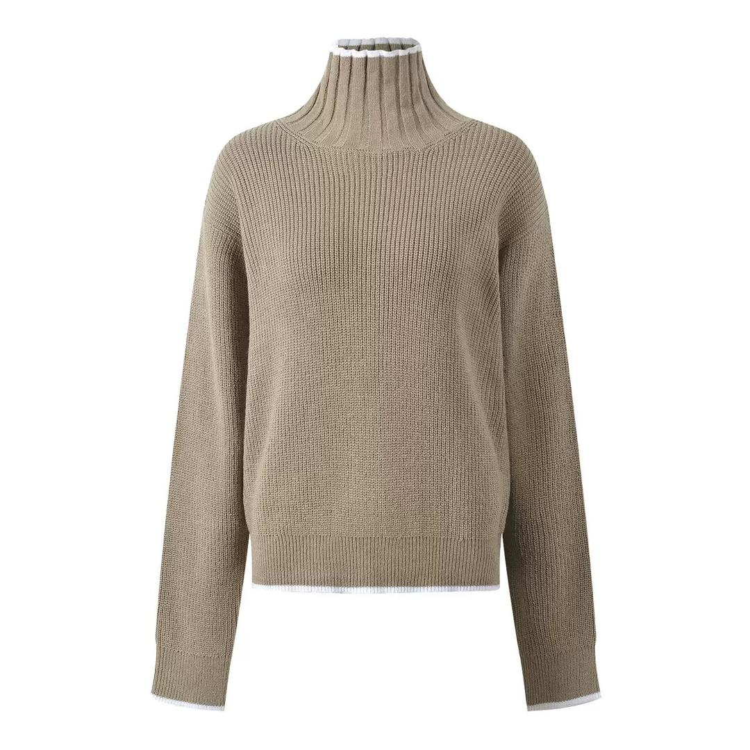 High Neck Ribbed Knit Sweater