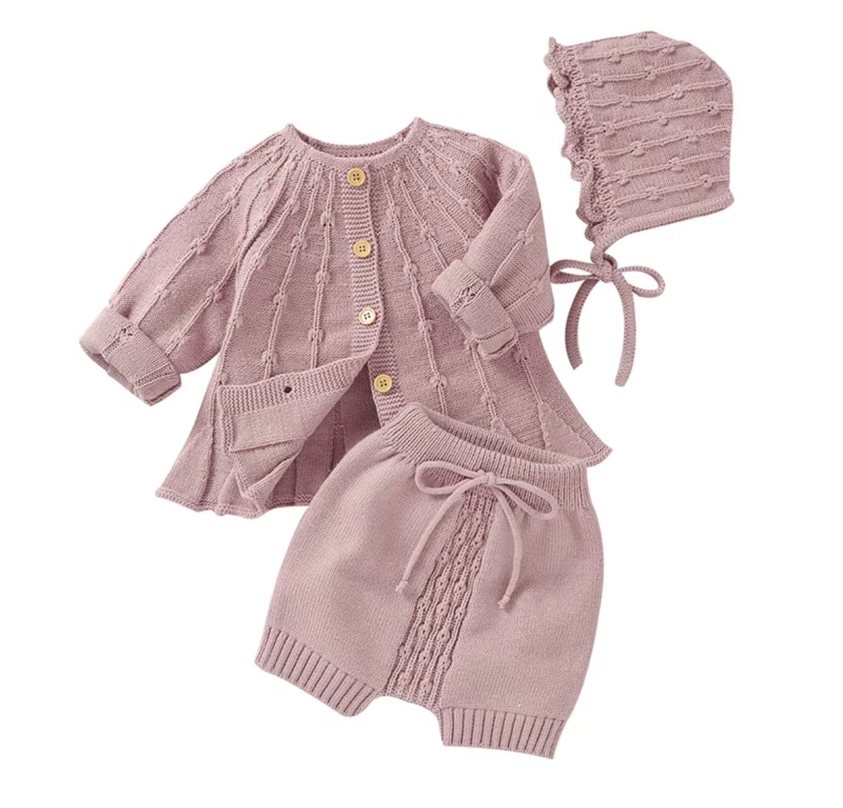 Vintage Knit Bonnet Set
