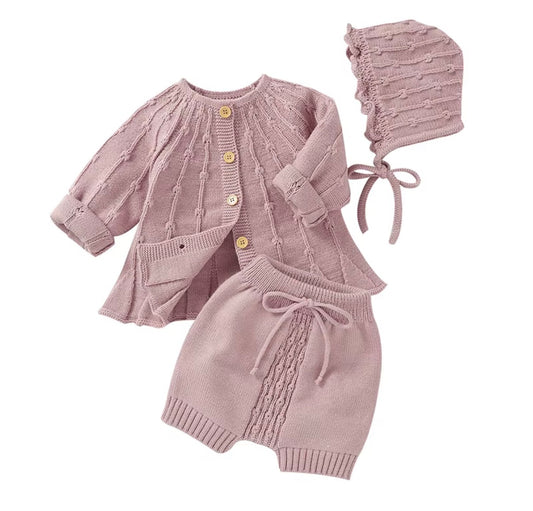 Vintage Knit Bonnet Set