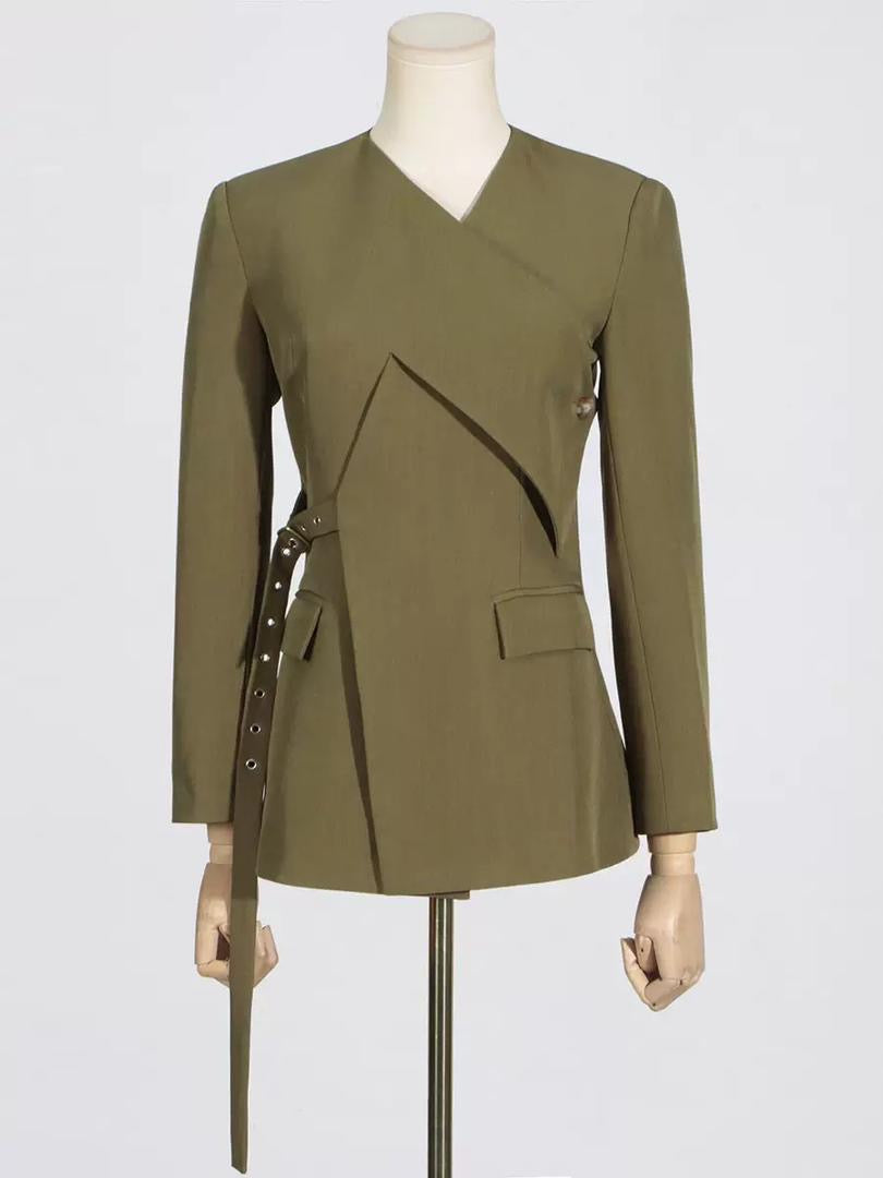 Modern Power Mini Dress with Angled Hem