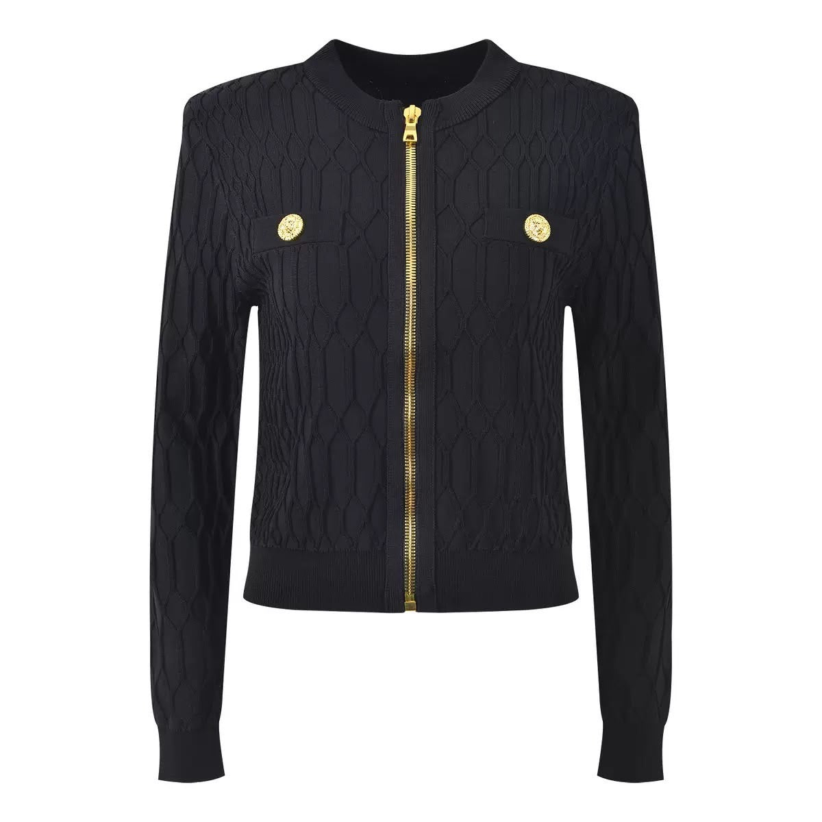 Monaco Gold Zip Knit Cardigan