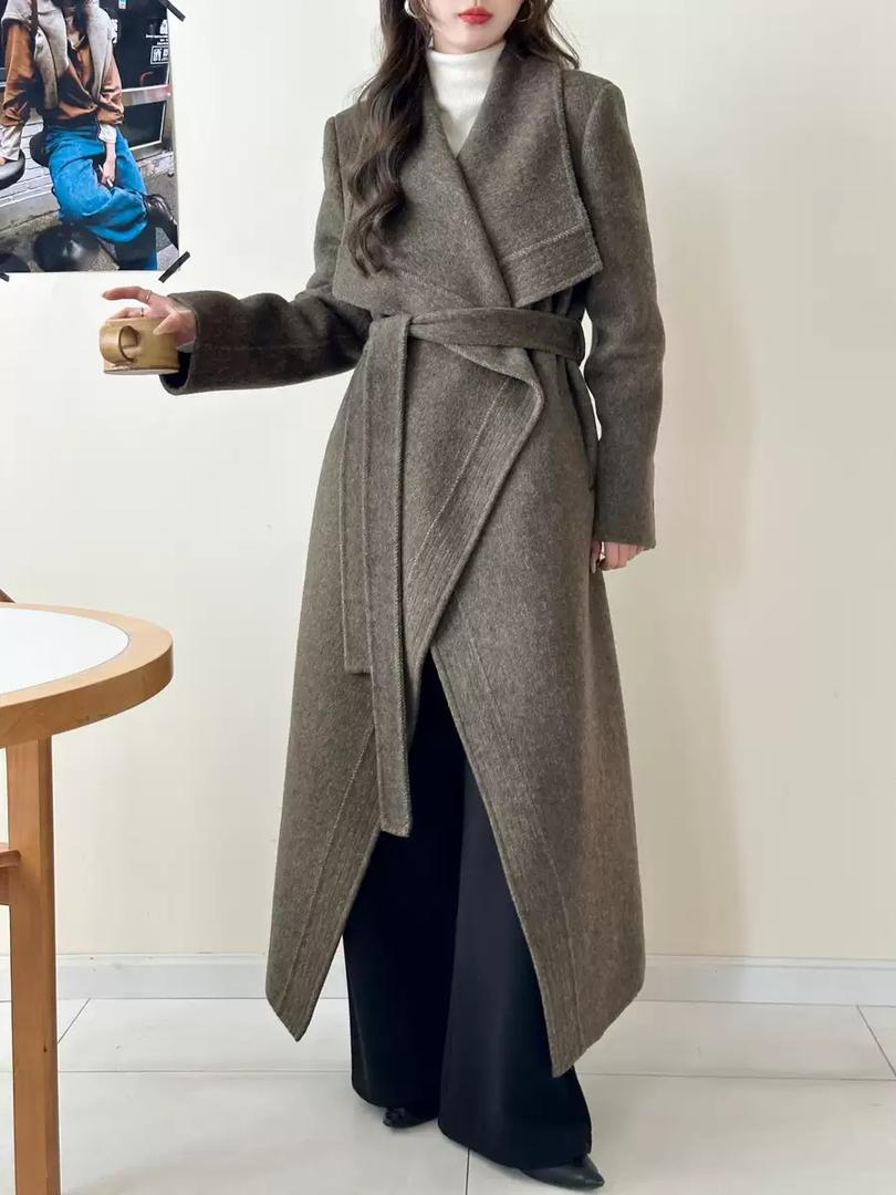 Majestic Drape Wool Wrap Coat