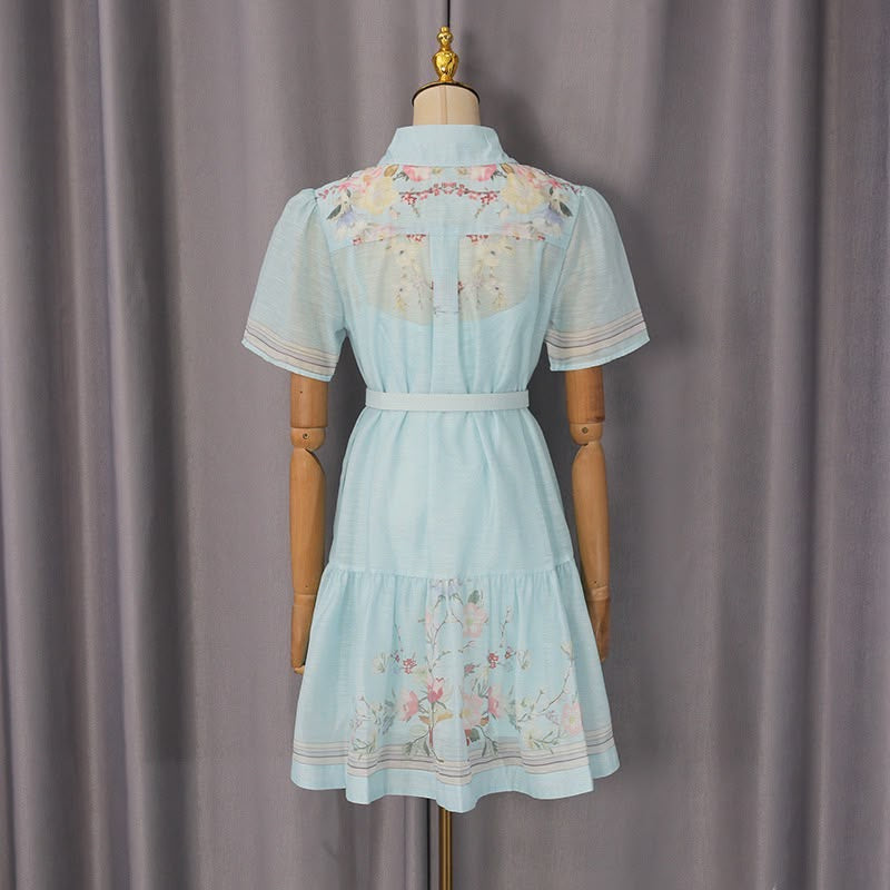 Floral Belted Shirt Mini Dress