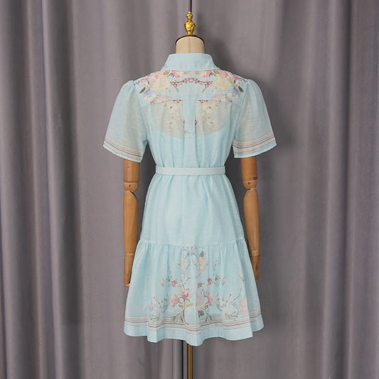 Floral Belted Shirt Mini Dress