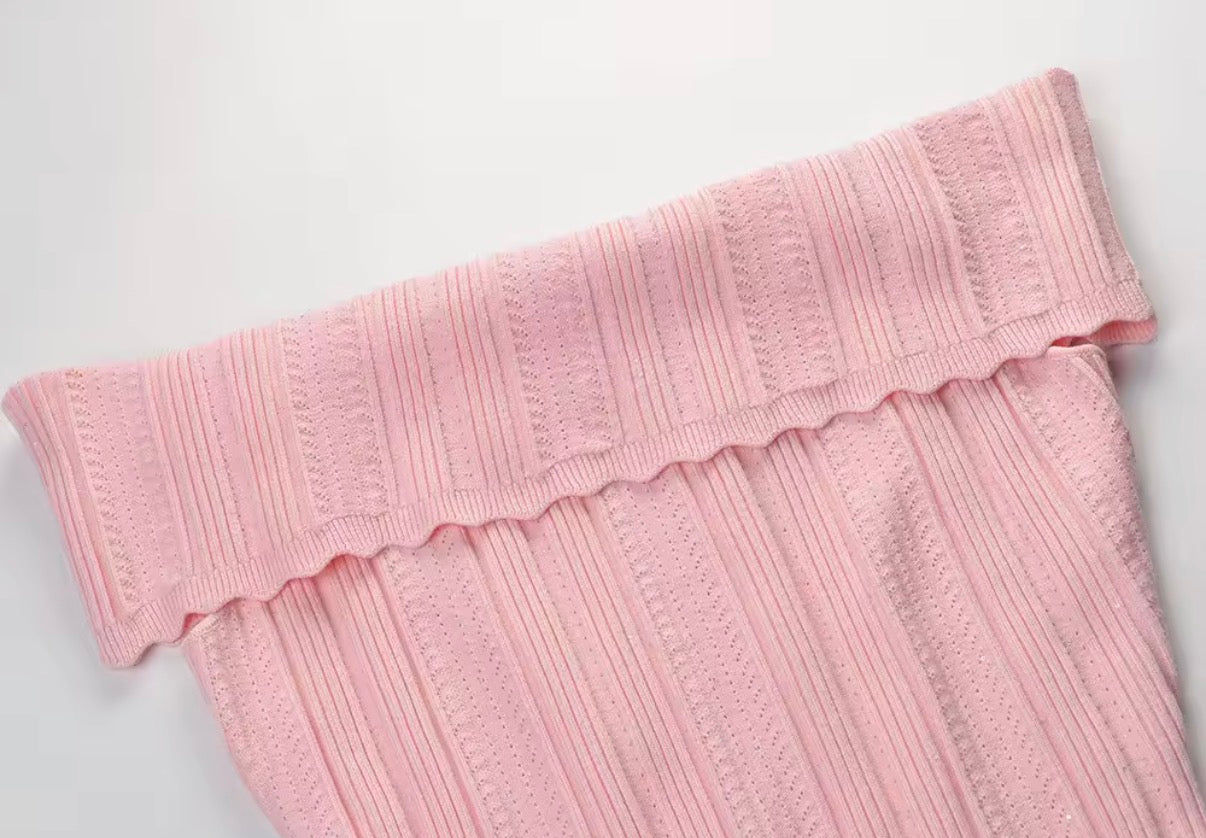 Off-Shoulder Knit Pink Mini Dress