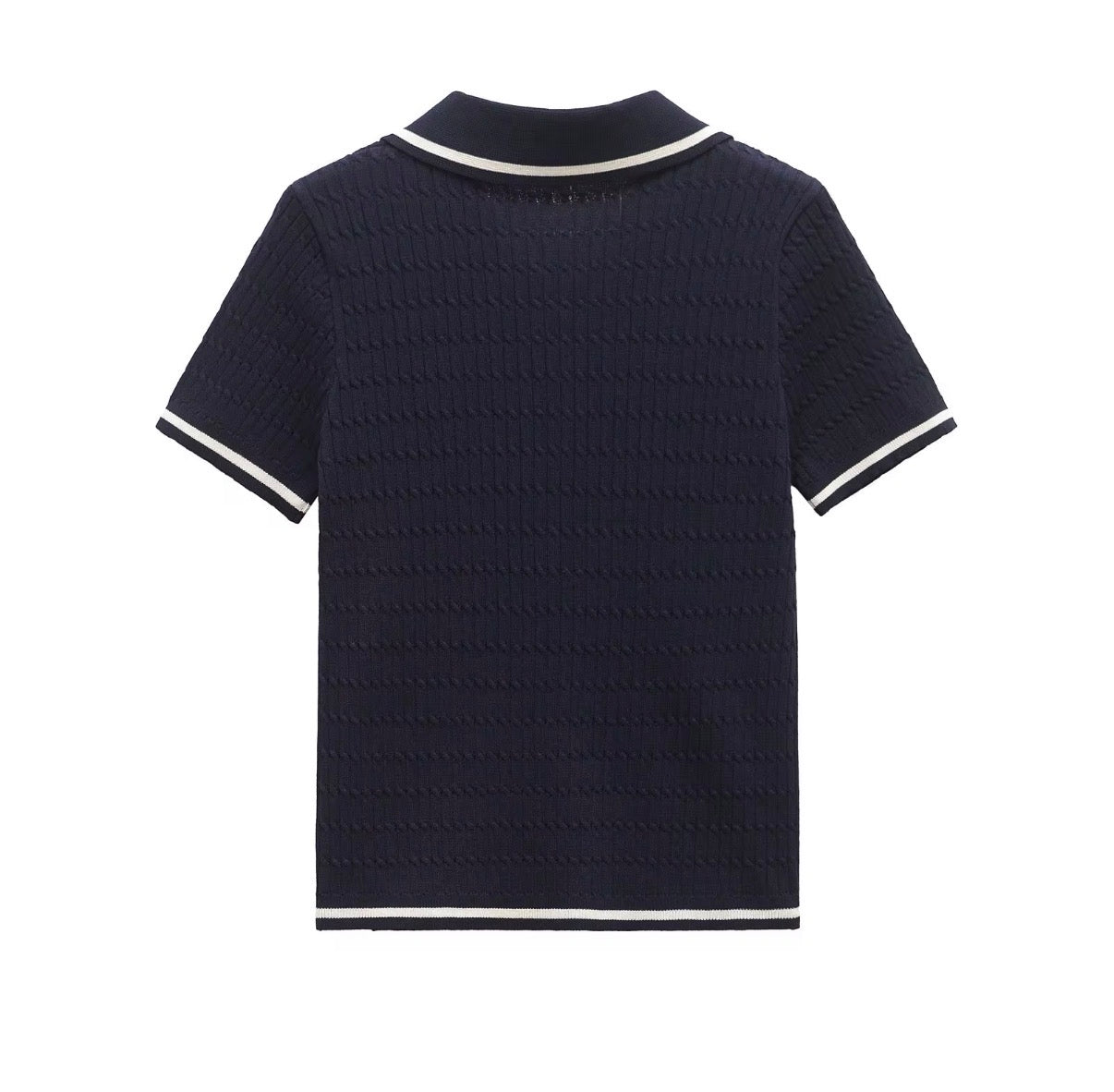 Textured Polo Knit Top
