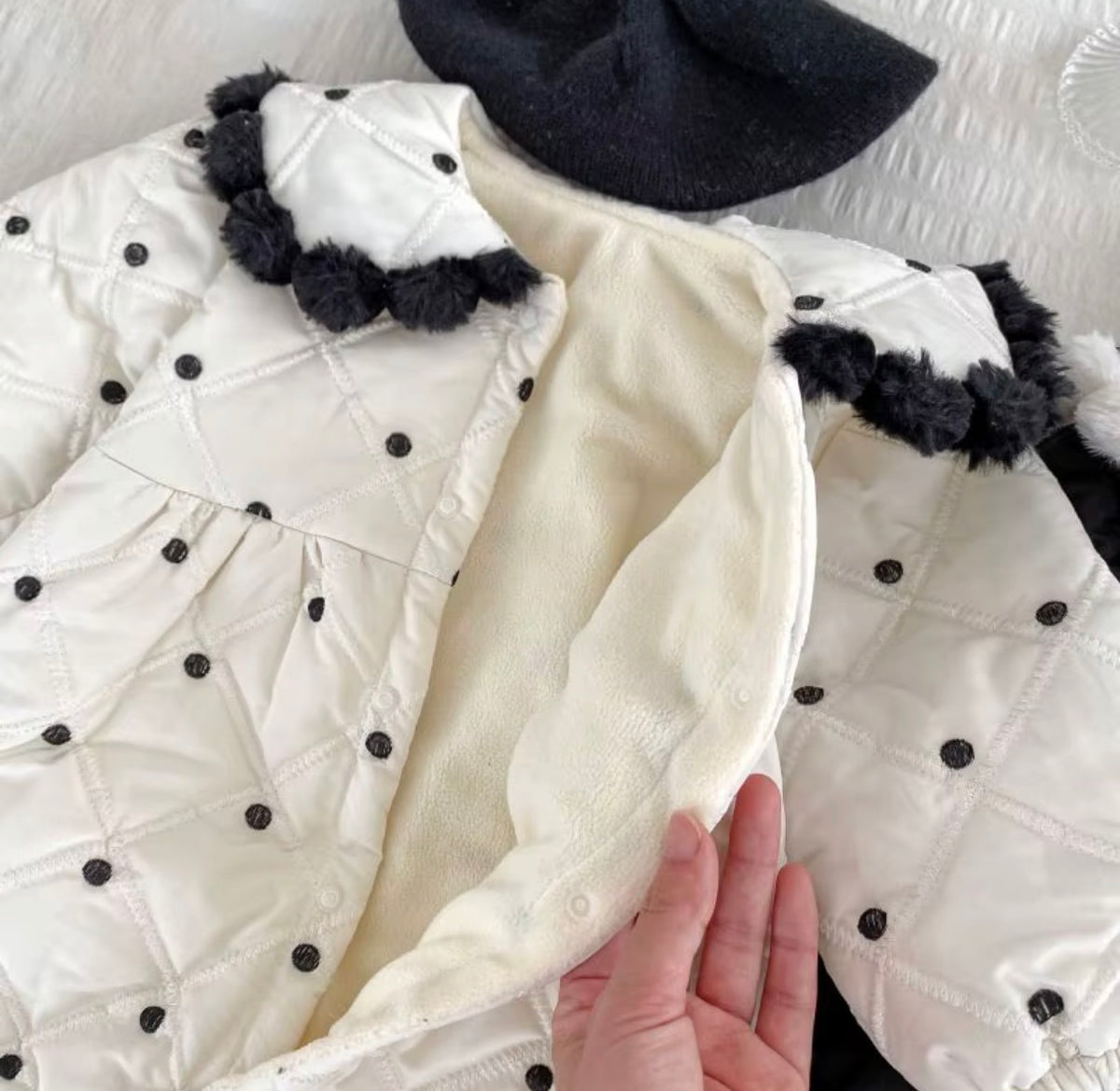 Polka Puff Quilted Romper