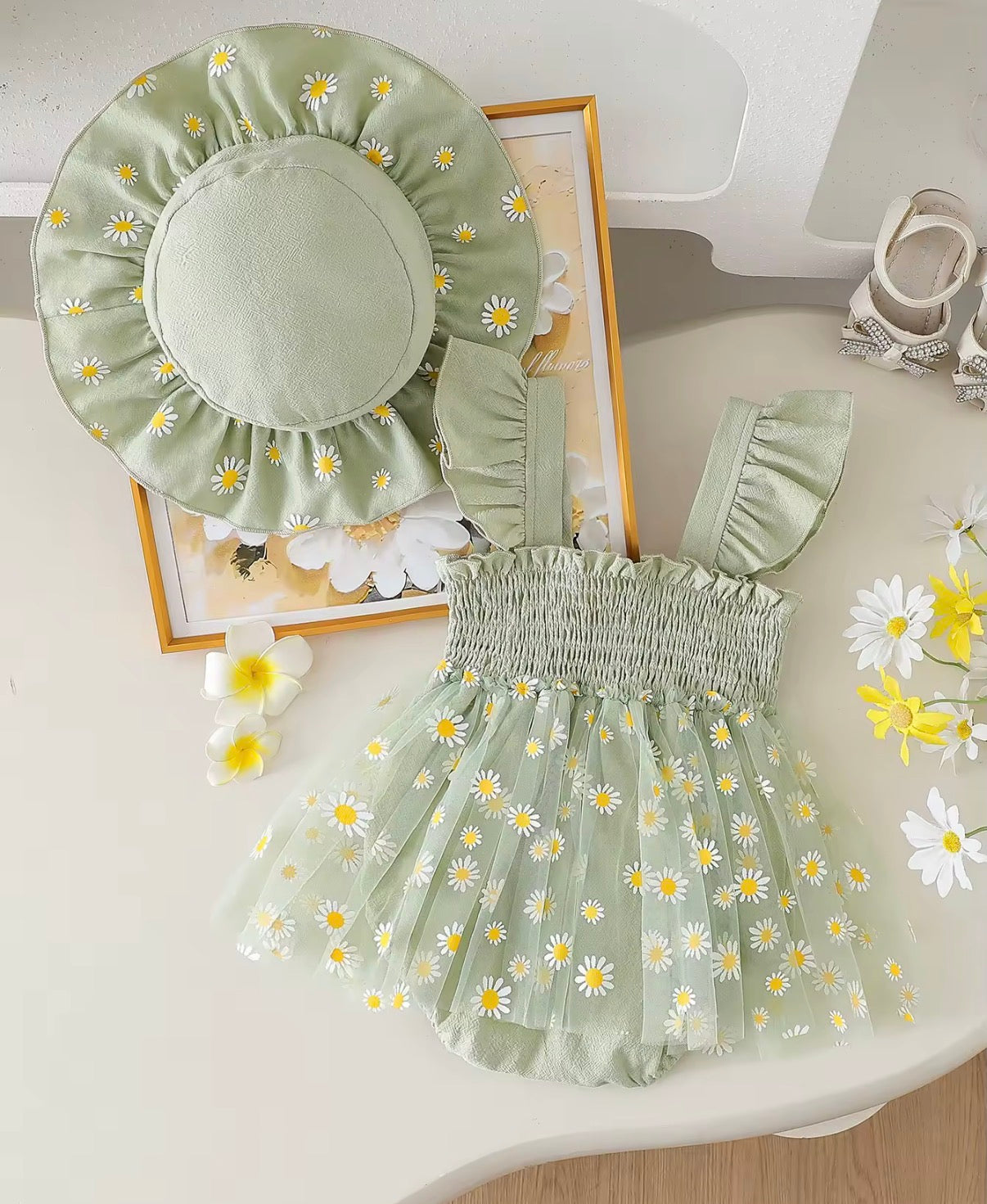 Sage Daisy Romper