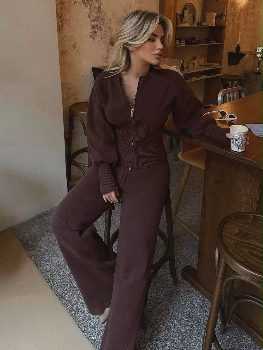 Fitted Zip-Up Knit Set