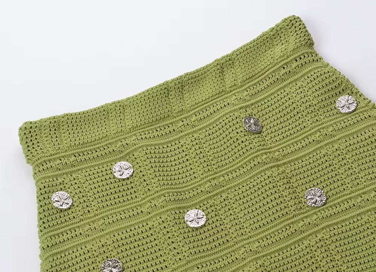 Emerald Fringe Crystal Knit Set