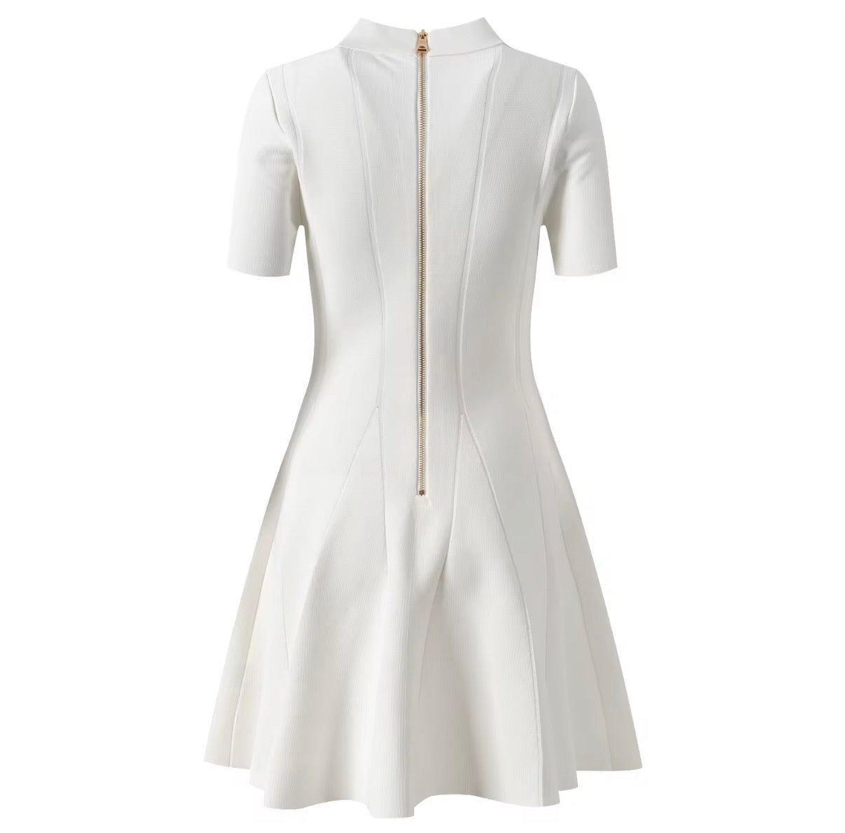 Golden Button Flare Dress