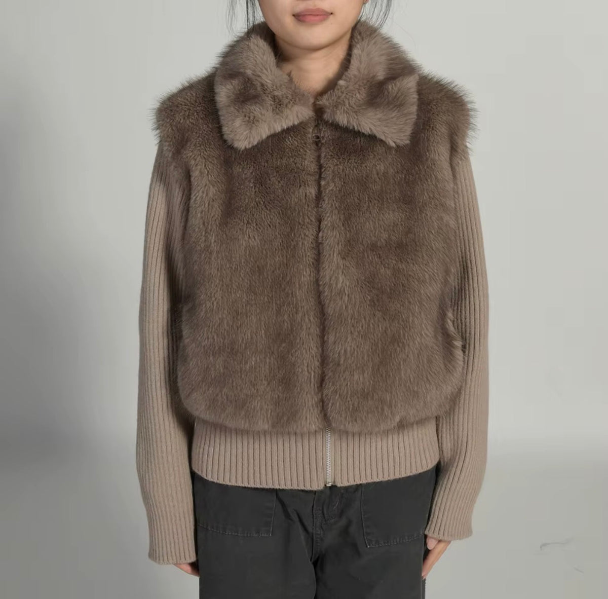 Luxe Fur Panel Knit Jacket