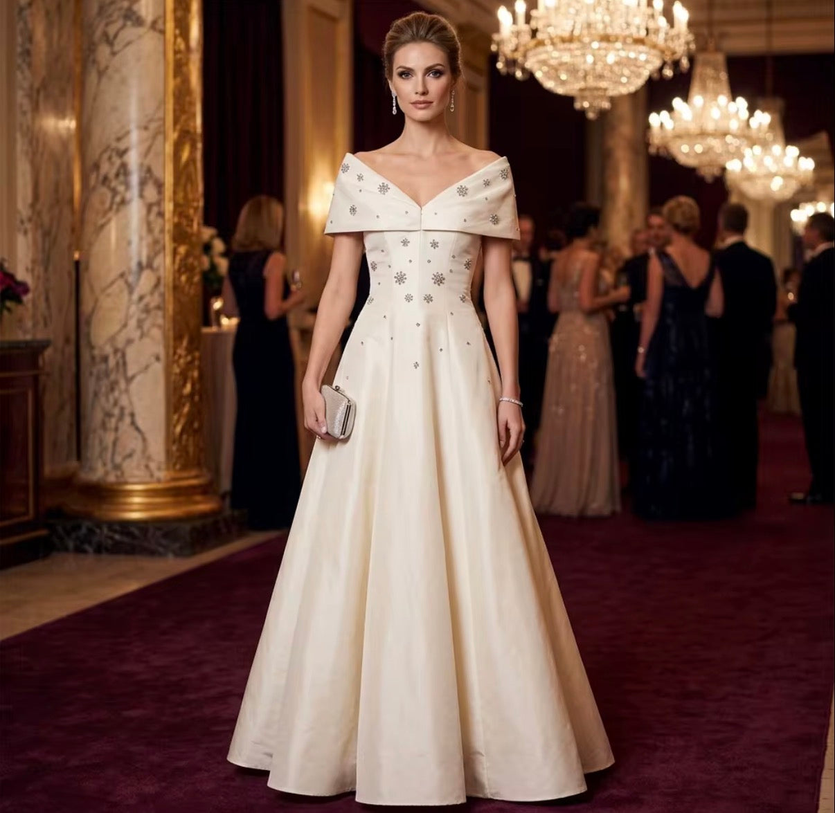 Crystal Cape A-Line Gown