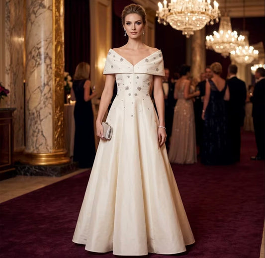 Crystal Cape A-Line Gown