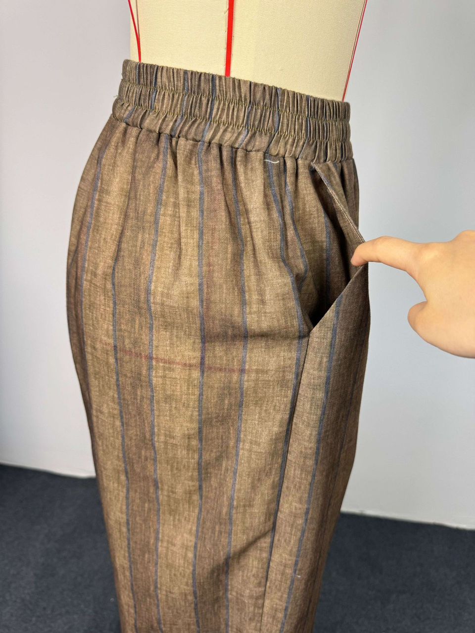 Olive Striped Halter Flow Set