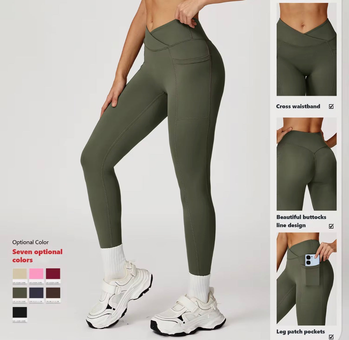 Strappy Cross-Back Sculpting Pocket Active Set
