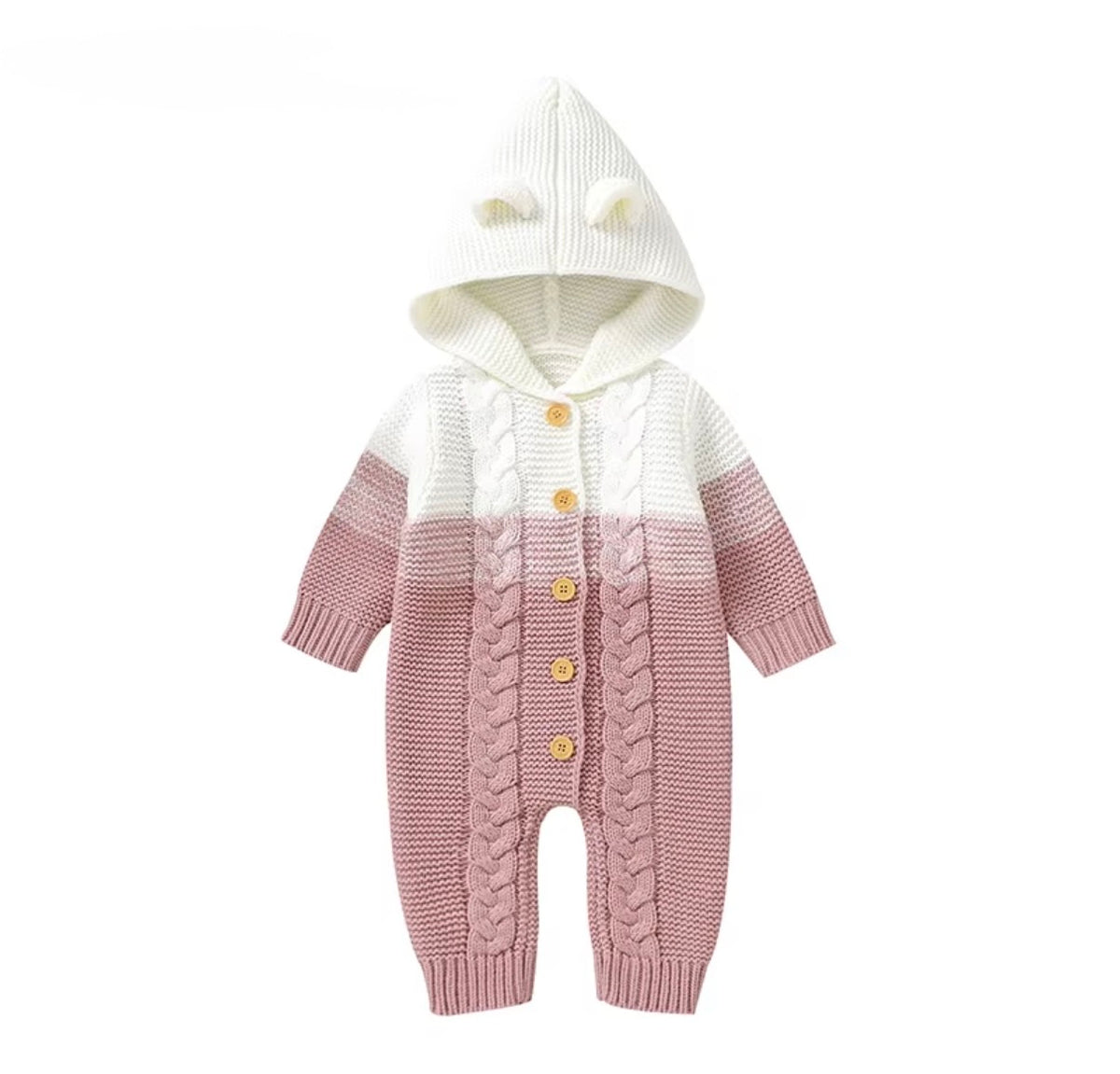 Cozy Bear Hooded Knit Romper