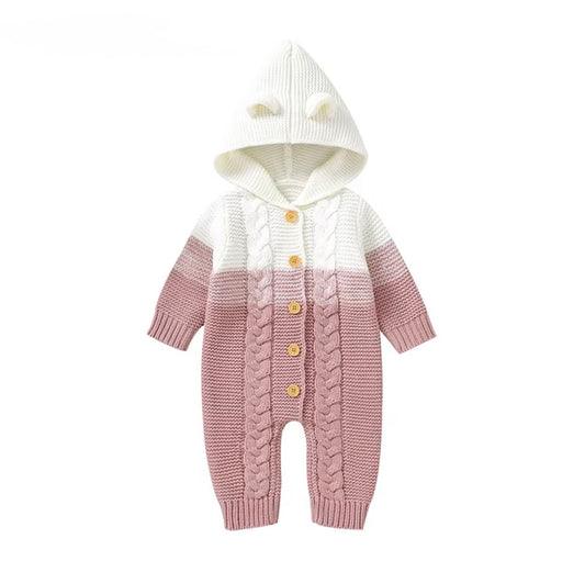 Cozy Bear Hooded Knit Romper