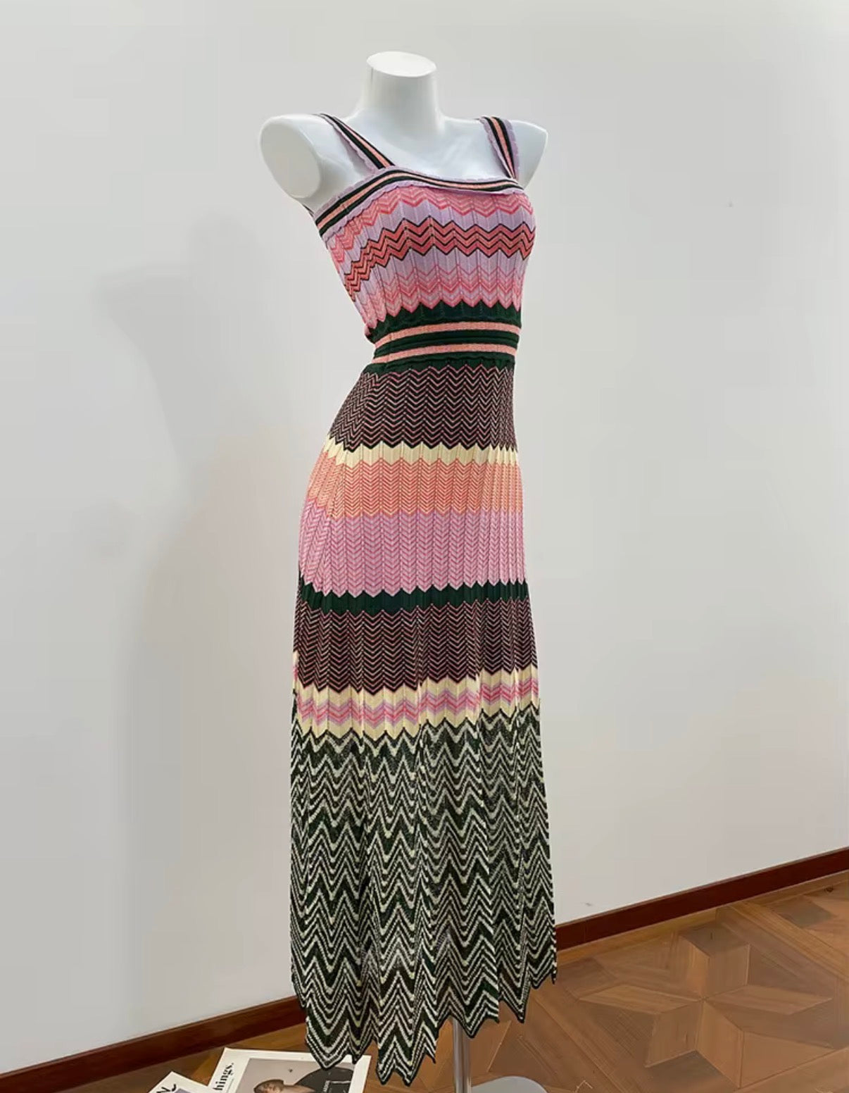 Blush Chevron Maxi Dress