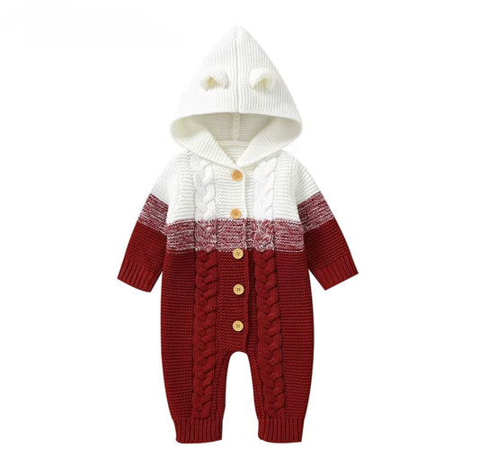 Cozy Bear Hooded Knit Romper