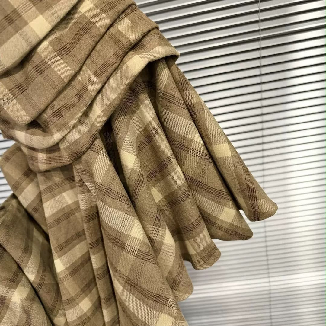 Asymmetric Plaid Draped Skirt