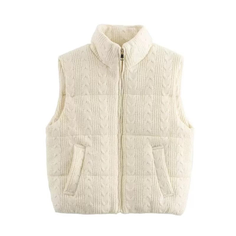 Cable Knit Puffer Vest