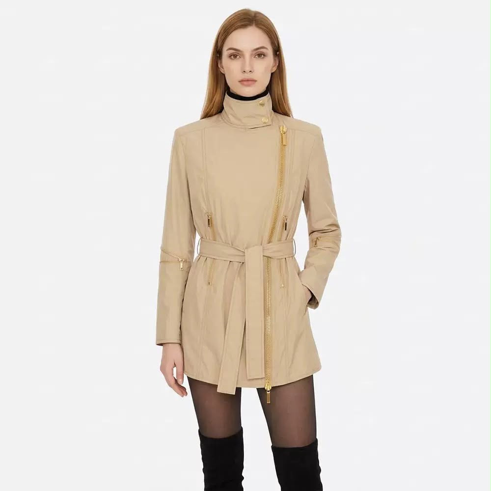 Sandstone Zip Trench Coat