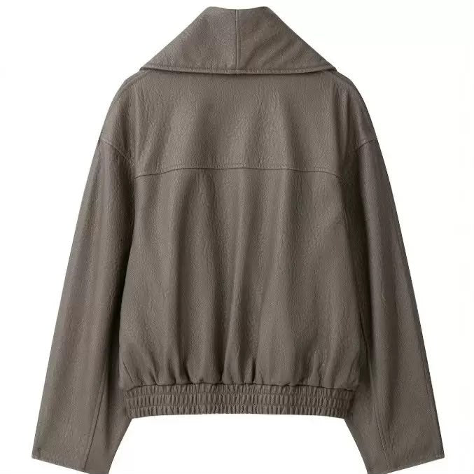 Taupe Wrap Leather Jacket