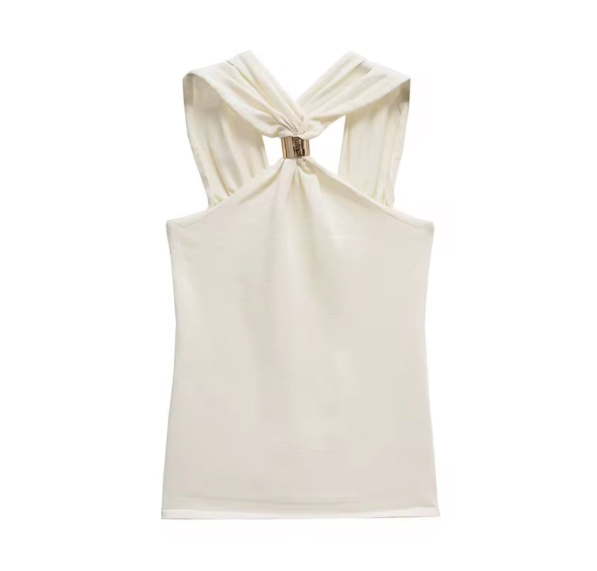 Elegant Halter Neck Top with Metallic Clasp Finish