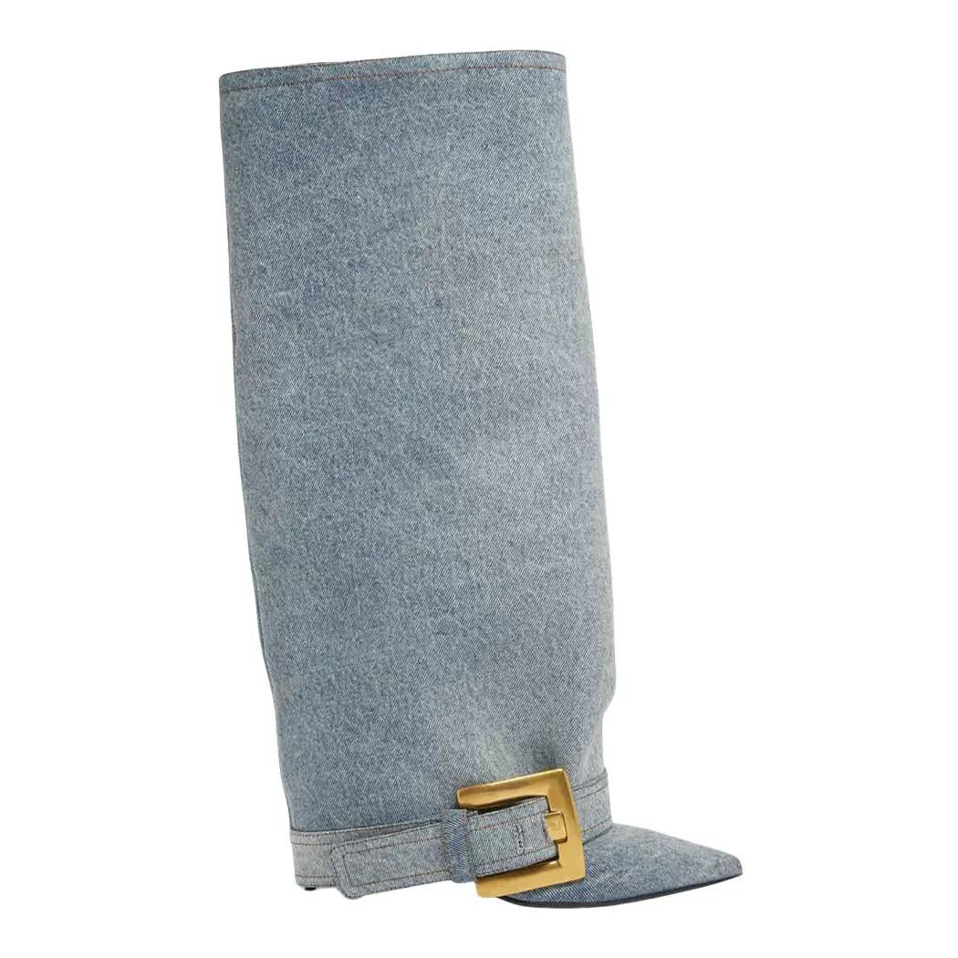 Bold Attitude Oversized Buckle Slouch Boots