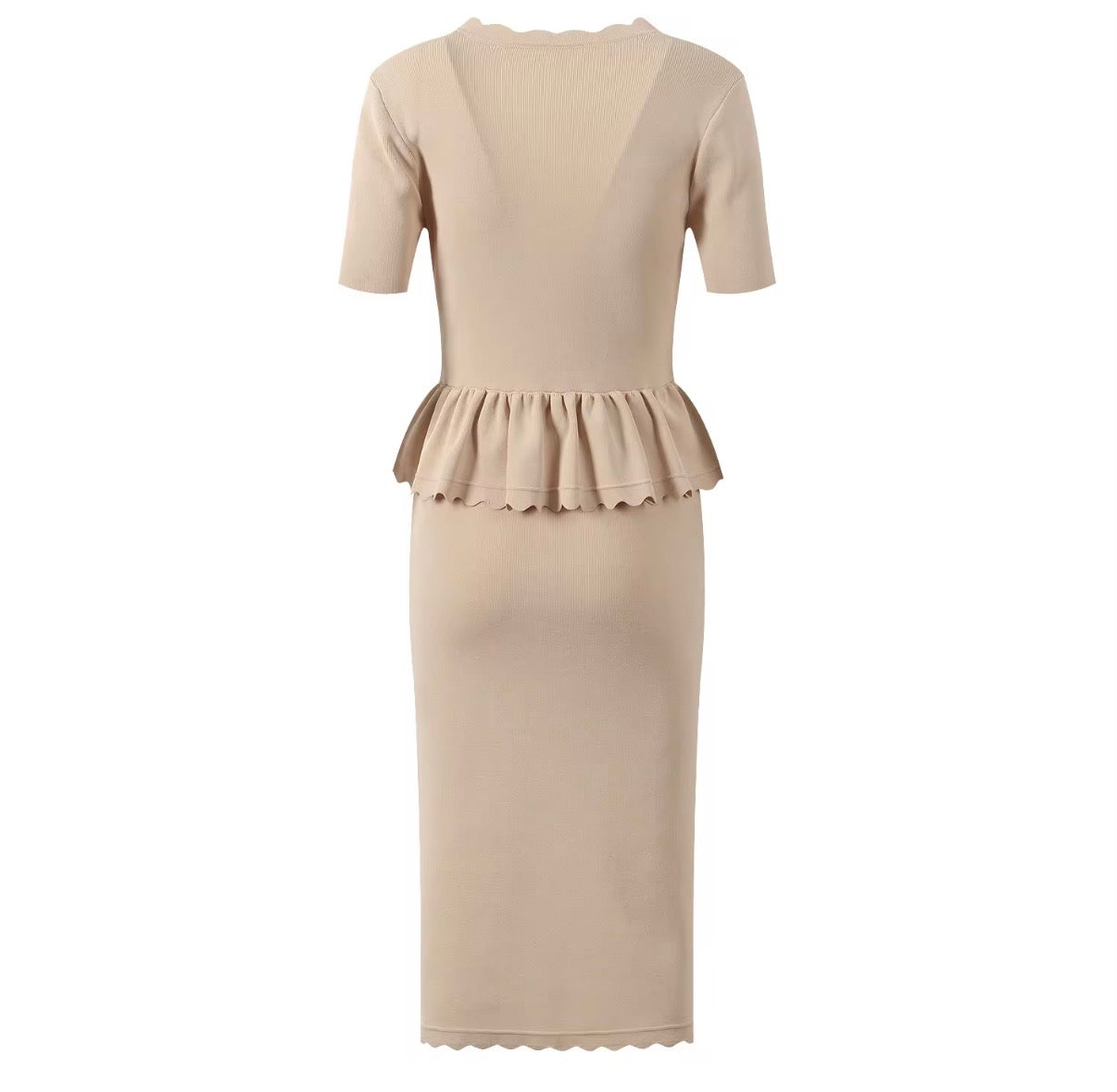 Soft Sculpt Peplum Midi Dress