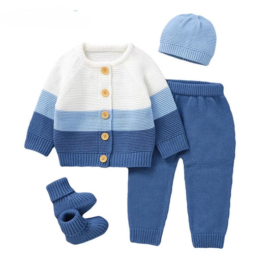 Cozy Stripe Knitted Baby Set