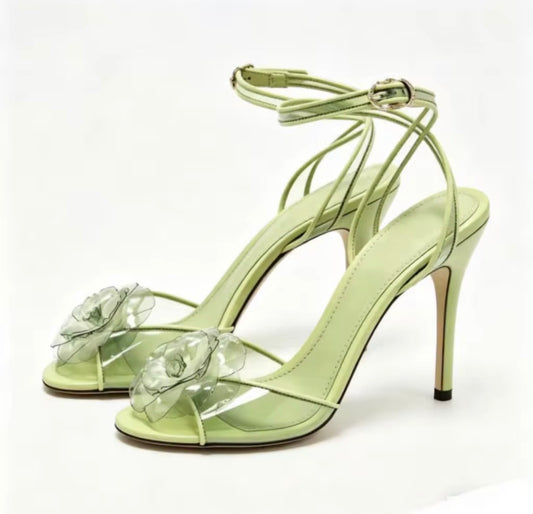 Lime Bloom Stiletto Heels