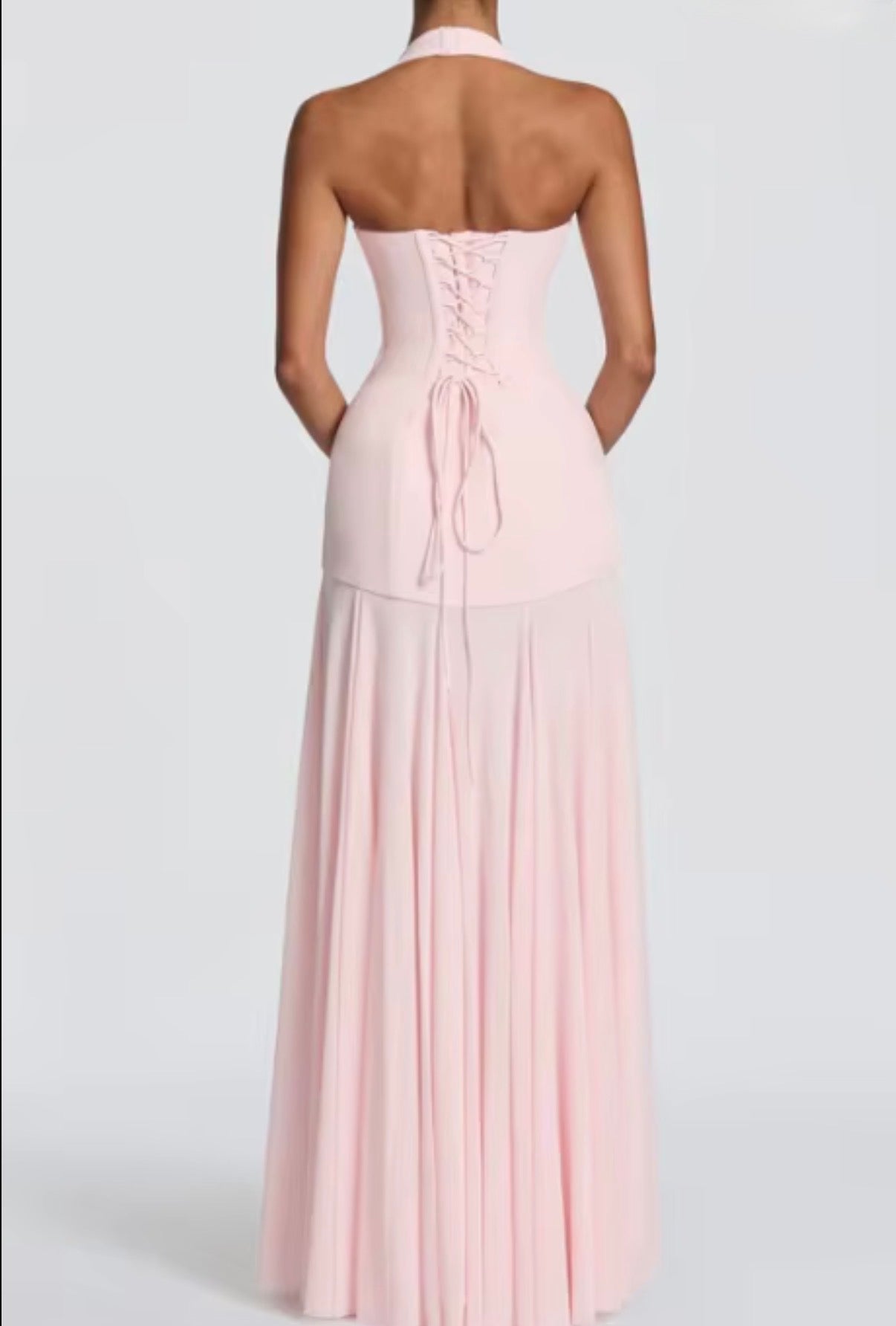 Halter Plunge Drop-Waist Gown