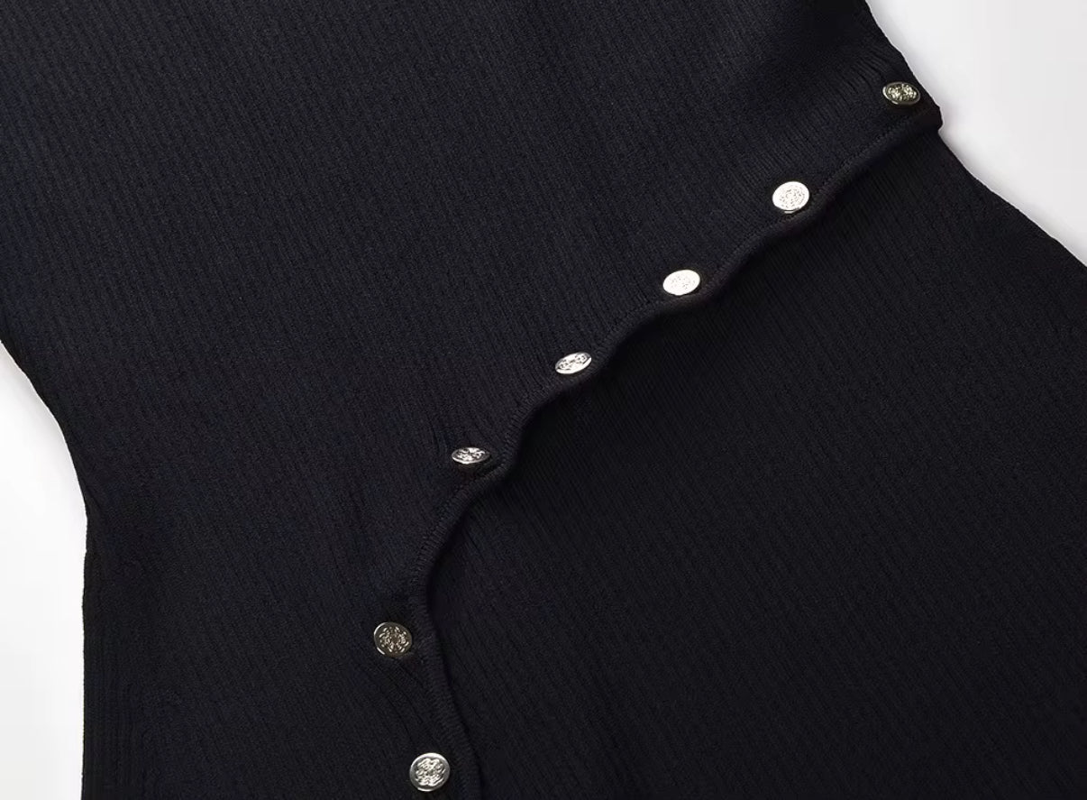 ribbed texture dress with silver stud trim