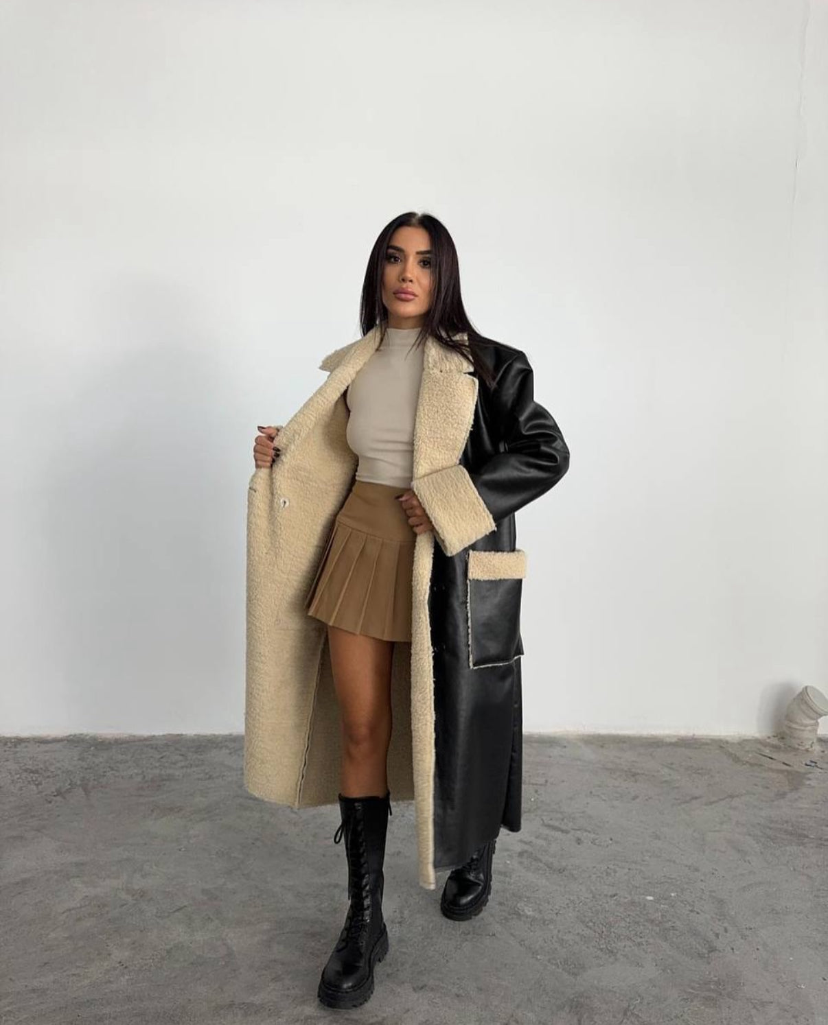 Frostbound Leather Maxi Coat