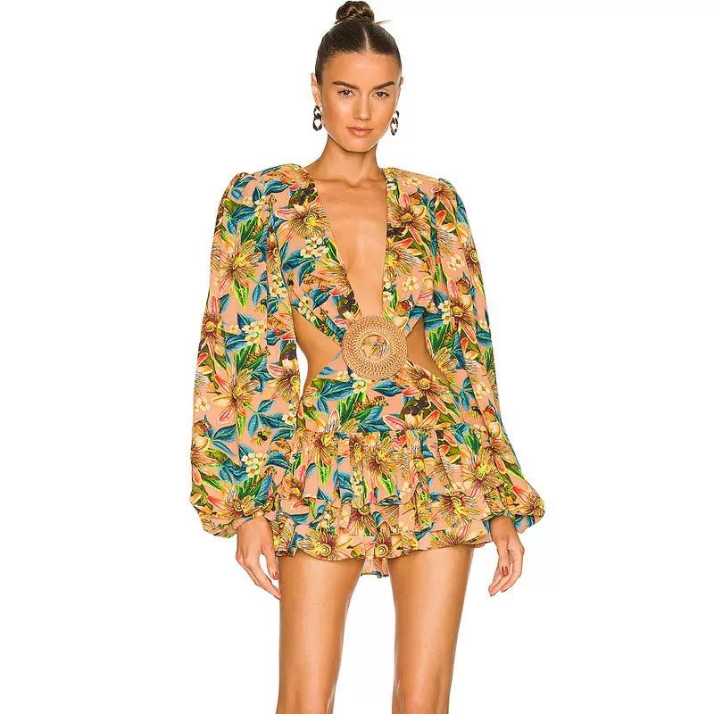 Tropical Mirage Cutout Mini Dress