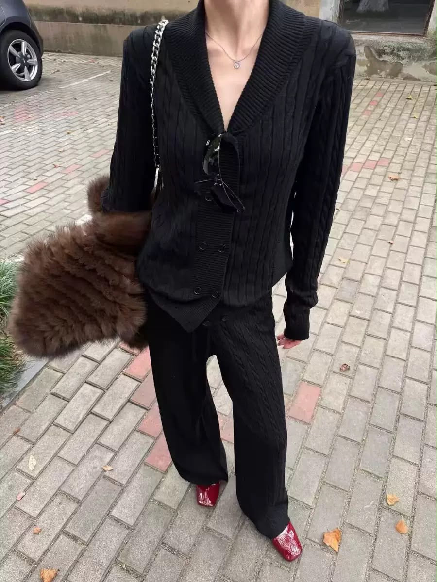 Monroe Cable-Knit Cardigan Set