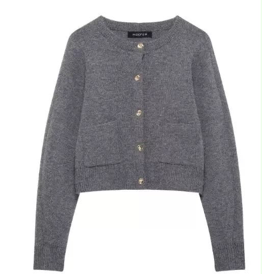 Buttoned Knit Cardigan & Skirt Set