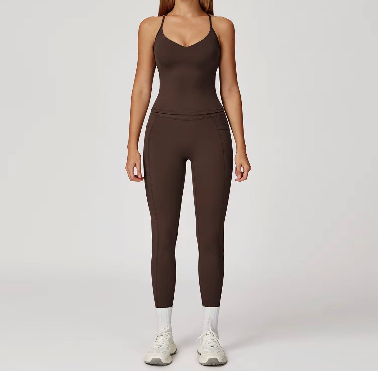 Strappy Cross-Back Sculpting Pocket Active Set