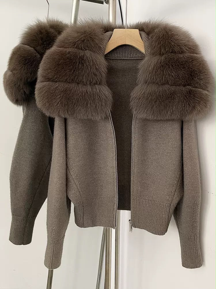 Mocha Luxe Fur Knit Jacket