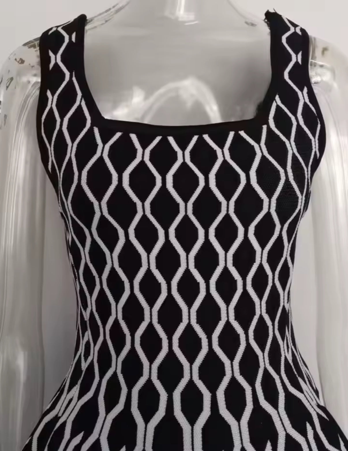 Geometric Pattern Fit-and-Flare Mini Dress