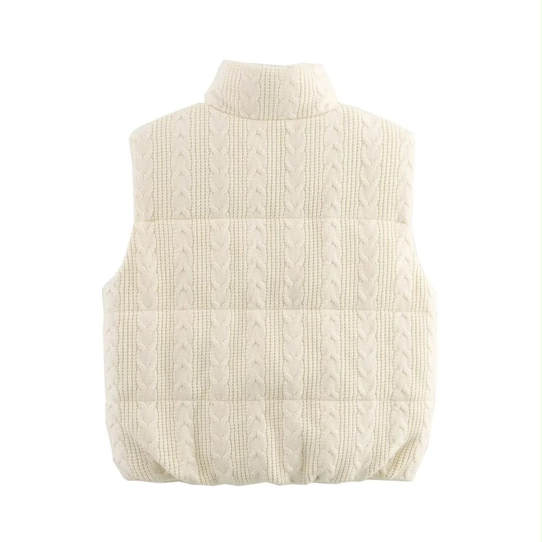 Cable Knit Puffer Vest